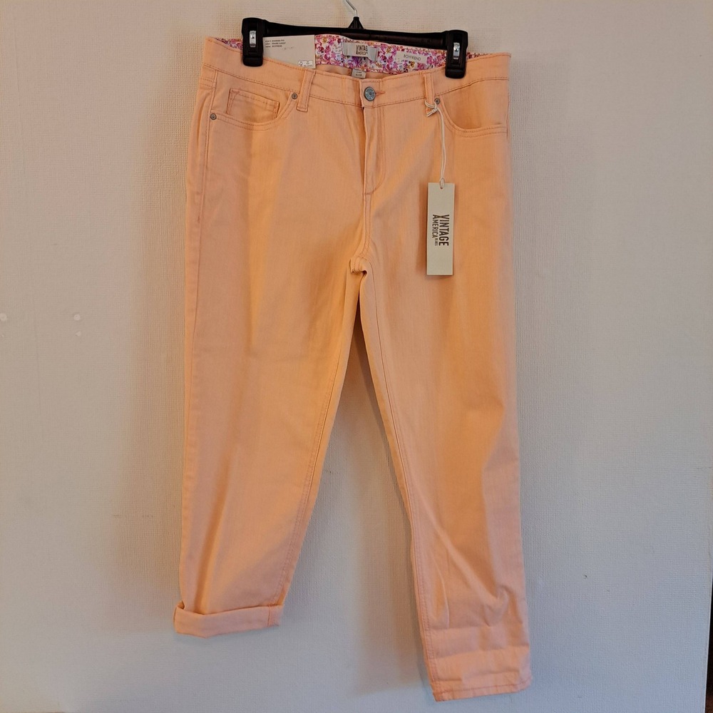 Vintage America Blues Boyfriend Jeans Womens 6/28 Peach NWT Tapered 1300-400